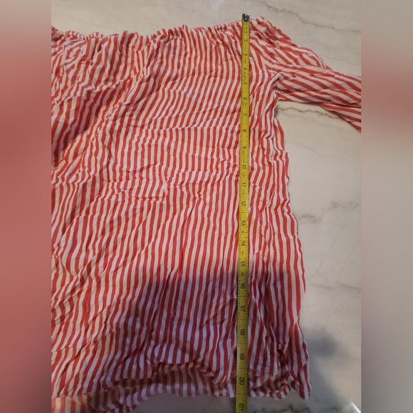 Beachlunchlounge Striped L Red and White Bell Sleeve Blouse Size Medium - Picture 4 of 7